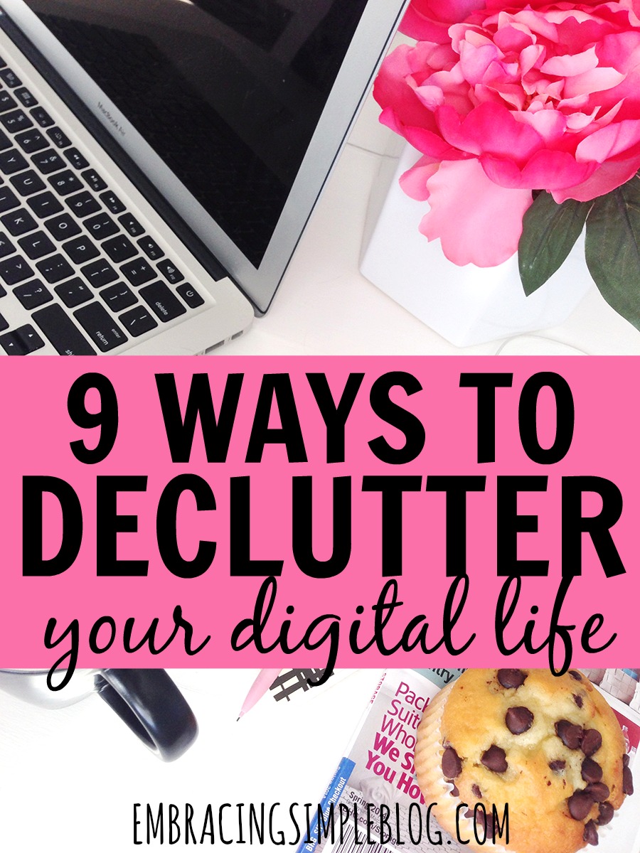 Digital clutter can be the worst and most overwhelming type of clutter to deal with, and is very difficult to get a handle on. Click to read these 9 easy ways to declutter your digital life so you can instantly feel a lot less overwhelmed!