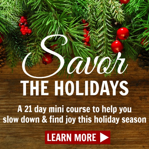 Are you tired of feeling frenzied and stressed out in the weeks between Thanksgiving and Christmas? Choose happiness and joy this year instead, and learn how to Savor the Holidays! Click to read how you can slow down and soak up all the joy this holiday season has to offer! :)