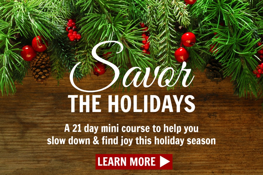 Are you tired of feeling frenzied and stressed out in the weeks between Thanksgiving and Christmas? Choose happiness and joy this year instead, and learn how to Savor the Holidays! Click to read how you can slow down and soak up all the joy this holiday season has to offer! :)