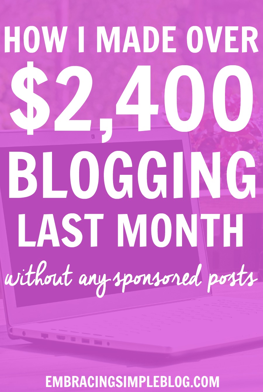 Want to know how I made over $2,400 from blogging last month as a stay-at-home Mom? Click to read exactly how I earn an income from blogging in my January 2016 Blog Income and Traffic Report!